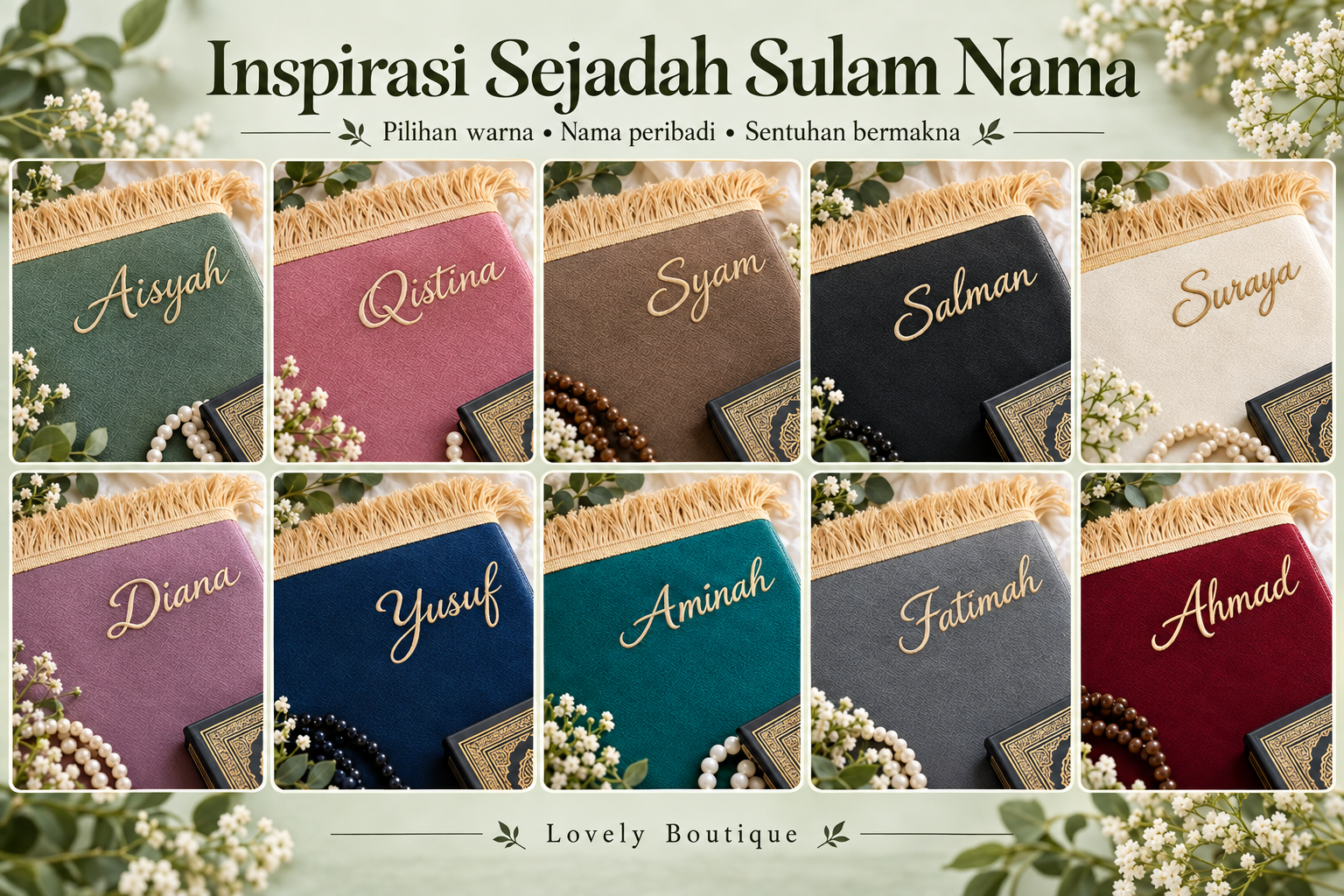 Sejadah Sulam Nama 115cm x 70cm
